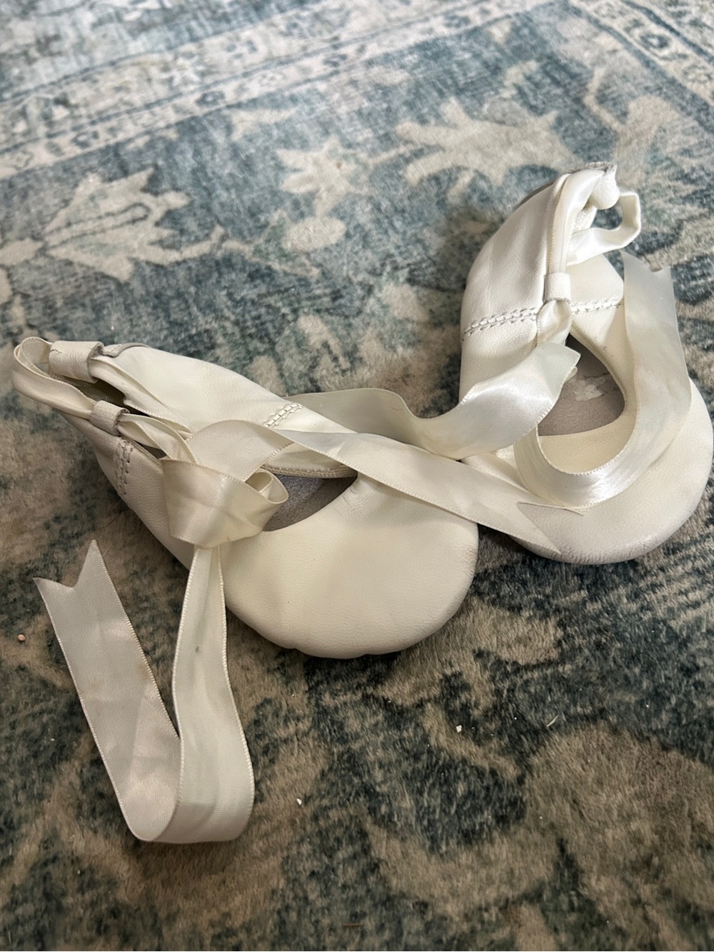 Designer Touch Ivory Ballet Flats Shoes with Ribbon Tie